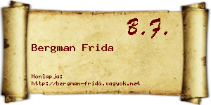 Bergman Frida névjegykártya